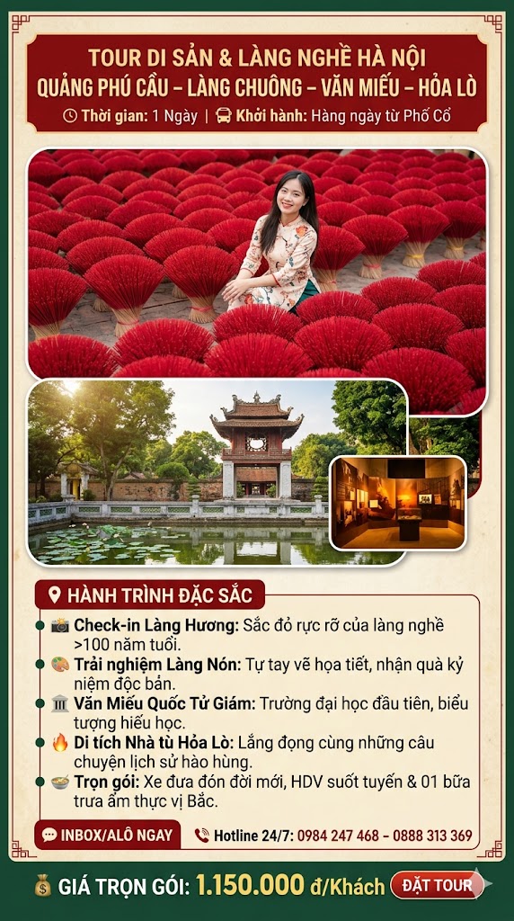 Tour City Hà Nội - Làng Hương - Làng Nón 1 ngày